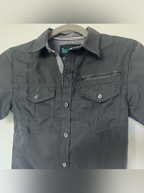Bold Blue Boys Short Sleeve Button Down Shirt Size 7